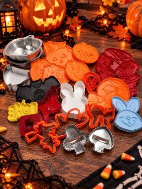 Vintage Cookie Cutter Lot Halloween Easter Christmas Birthday Plastic Metal Set